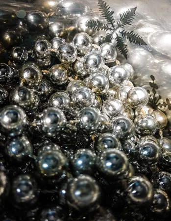 silver christmas ornamentsの写真素材