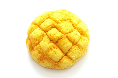 A melonpan on white backgroundの写真素材