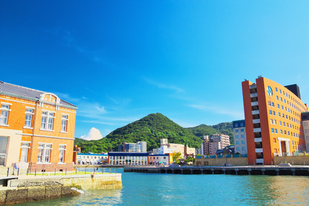 KITAKYUSHU, JAPAN - AUG 18  View of Mojiko Retro Town on Aug 18, 2013 in Kitakyushu, Japan  Mojiko Retro Town is one of the popular tourist destinations in Kitakyushu のeditorial素材