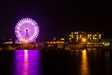 FUKUOKA, JAPAN-AUG 01: View of Marinoa City Fukuoka at night on Aug 01, 2015 in Fukuoka, Japan. Marinoa City Fukuoka is the largest outlet mall in Kyushu.のeditorial素材
