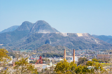 TAGAWA, JAPAN-MAR 26: View of Tagawa City on Mar 26, 2016 in Tagawa, Japan. Tagawa once flourished as a coal mine city.のeditorial素材
