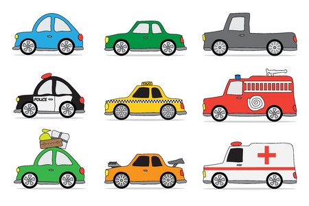funny car icon set on white backgroundのイラスト素材