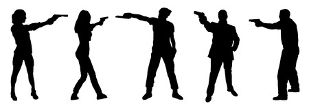 shooting pistol on the white backgroundのイラスト素材