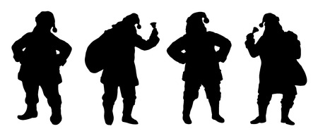 santa silhouettes on the white backgroundのイラスト素材