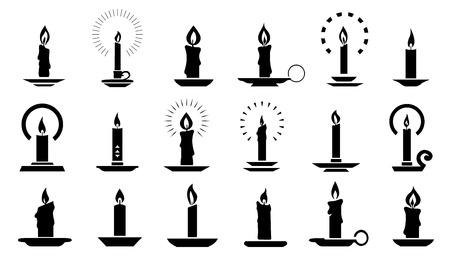 candle2 silhouettes on the white backgroundのイラスト素材
