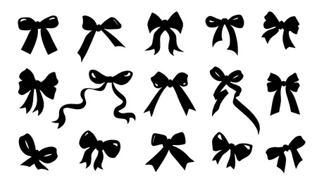 ribbon bow silhouettes on the white backgroundのイラスト素材