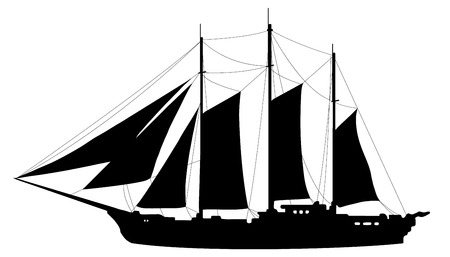 sailboat silhouettes on the white backgroundのイラスト素材