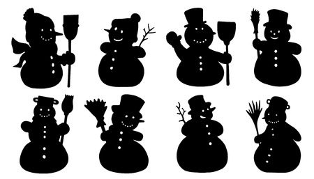 snowman silhouettes on the white backgroundのイラスト素材