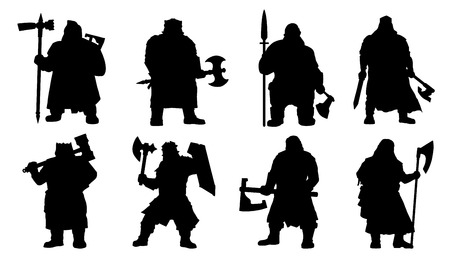 dwarf silhouettes on the white backgroundのイラスト素材