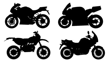 motorbike silhouettes on the white backgroundのイラスト素材