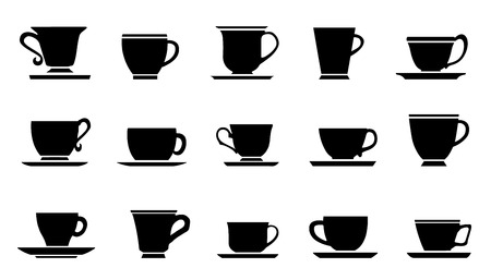 cups improvement silhouettes on the white backgroundのイラスト素材