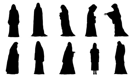 ghosts silhouettes on the white backgroundのイラスト素材