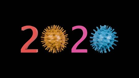 MULTI color of 2020 CORONA VIRUS logo text design. Modern and vibrant greeting card template. 3D...