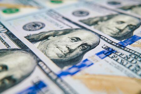 Macro of cash money in hundred dollar billsの写真素材