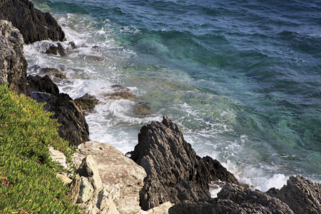 Waves of the Aegean Sea. Sithonia peninsula. Greece.の写真素材