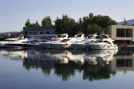 Dock in Porto Carras Grand Resort. Largest private dock in northern Greece.のeditorial素材