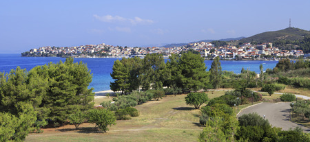Neos Marmaras (view from the hotel Porto Carras Sithonia).の写真素材