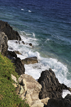 Waves of the Aegean Sea. Sithonia peninsula. Greece.の写真素材