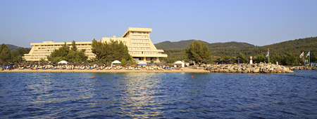 Beach and Porto Carras Meliton. Sithonia.のeditorial素材