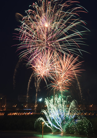 Beautiful fireworks in the night sky. Omsk.の写真素材