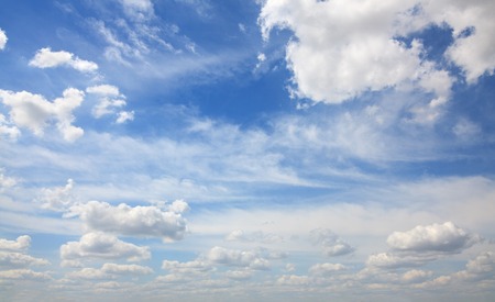 Beautiful sky with cirrus and cumulus clouds.の写真素材