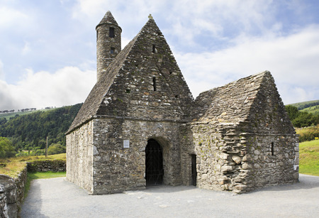 Church of St. Kevin in Wicklow Mountains National Park.の写真素材