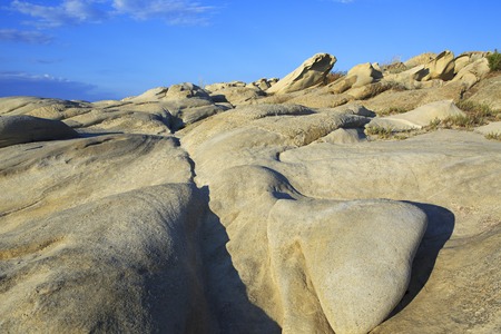 Beautiful evening landscape. Stone cape Vourvourou Beach. Sithonia peninsula. Greece.の写真素材