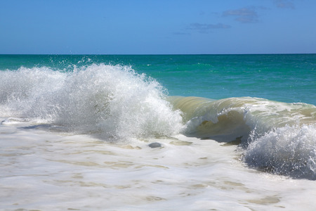 Waves of the Caribbean Sea. Playa los Cocos. Cayo Largo. Cuba.の写真素材