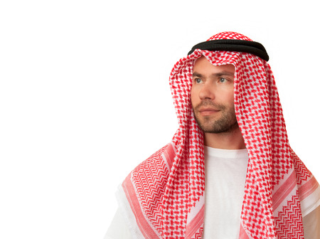 Looking to a brighter future. Man in Arabic headdress.の写真素材