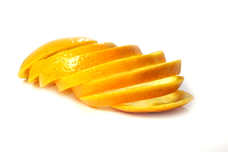 A skin from orange is cut rings.の写真素材