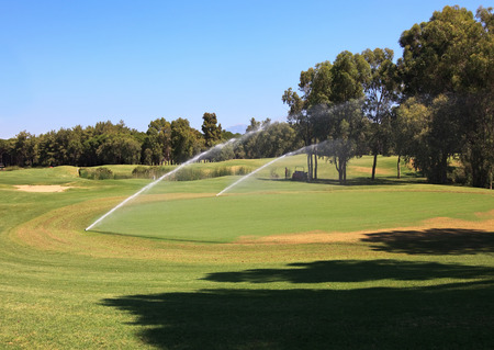 Watering golf courses in the Belek in Turkey.の写真素材