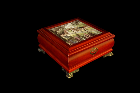 Small box on a black background.の写真素材