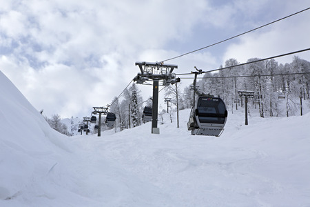 Sochi, Russia - February 10, 2015: Ski lift in Rosa Khutor Alpine Resort in Sochiのeditorial素材