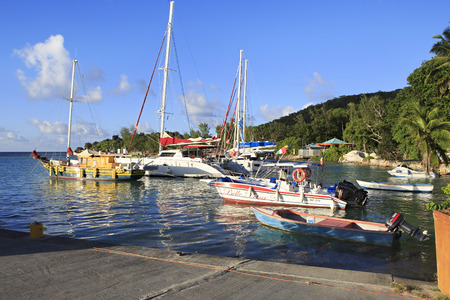 La Digue, Seychelles - March 09, 2015: Port on the island of La Digueのeditorial素材