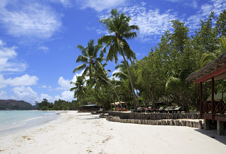 Praslin Island, Seychelles - March 07, 2015: Beach Cote DOr near the hotel Paradise Sun Hotel Seychelles.のeditorial素材