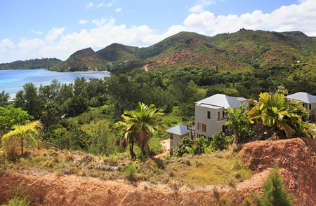 Praslin Island, Seychelles - March 10, 2015: Villas on the hotel Raffles Praslin Seychelles.のeditorial素材