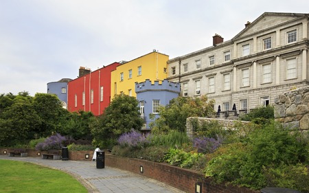 Dublin, Ireland - August 20, 2014: Dublin Castle, seen from the park to the south, outside the walls.のeditorial素材