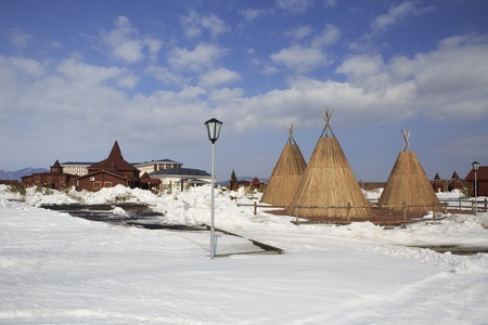 Borovoye, Kazakhstan - March 29, 2014: Area of hotel Rixos Borovoe