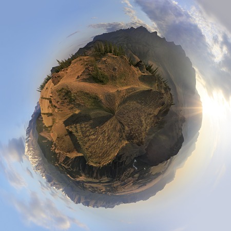 Cyclorama of Kuray mountain range and North Chuya ridge at the dawn.の写真素材
