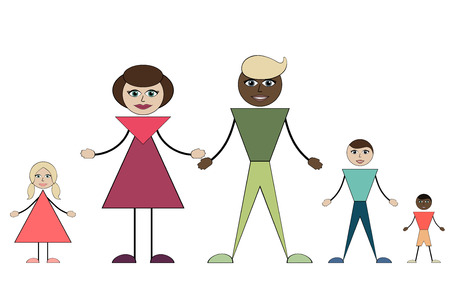 Intermarriage. A young family with three children.のイラスト素材