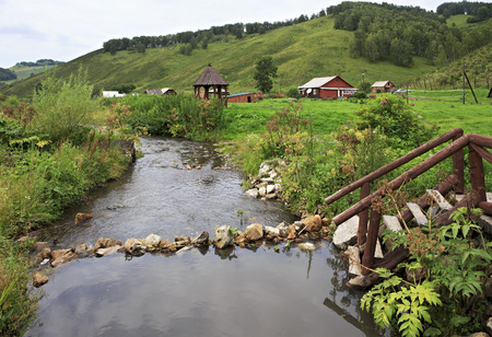Altai Krai, Russia - August 08, 2013: Health complex Cheremshanka. Breeding of red deer. Adoption of antler baths.のeditorial素材
