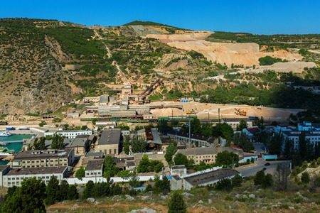 Sevastopol, Russia - June 09, 2016: Field for the extraction of flux limestone in Balaclava.