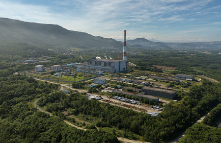 Thermal power plant in the city of Petropavlovsk-Kamchatsky near Avacha Bay. View from the...