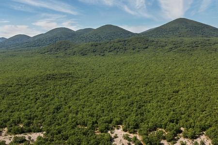 Beautiful landscape in South Kamchatka Nature Park. View from the helicopter.の写真素材