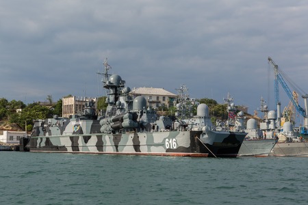 Sevastopol, Russia - June 09, 2016: Missile hovercraft Samum 616. Sevastopol naval base of the Black Sea Fleet. Crimeaのeditorial素材
