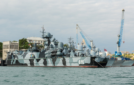 Sevastopol, Russia - June 09, 2016: Missile hovercraft Samum 616. Sevastopol naval base of the Black Sea Fleet. Crimeaのeditorial素材
