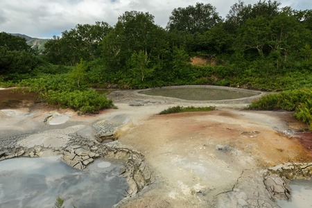 Mudpot in the Uzon Caldera. Kronotsky Nature Reserve on Kamchatka Peninsula.