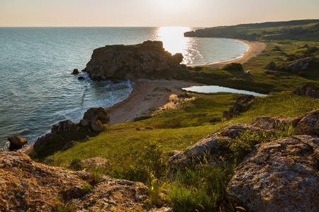 Generals beach at dawn. Karalar regional landscape park in the Crimea.の写真素材