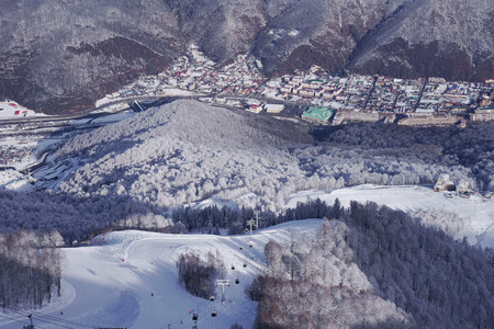 Gorky Gorod - all-season resort town and gaming zone 540 meters above sea level in the village of Krasnaya Polyanaのeditorial素材