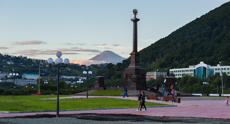 Petropavlovsk-Kamchatsky, Russia - August 14, 2016: Stela City of Military Glory in Petropavlovsk-Kamchatsky.のeditorial素材